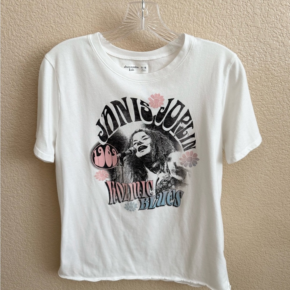 Abercrombie Kids White Janis Joplin Graphic Tee